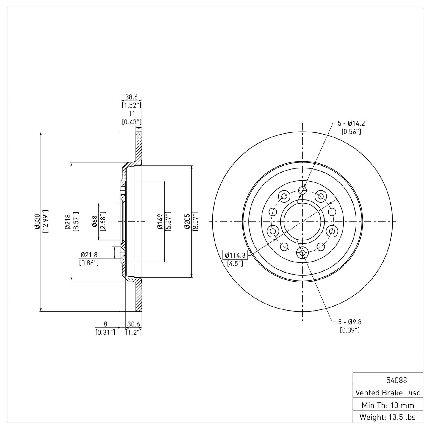 Dynamic Friction Company Disc Brake Rotor 600-54088