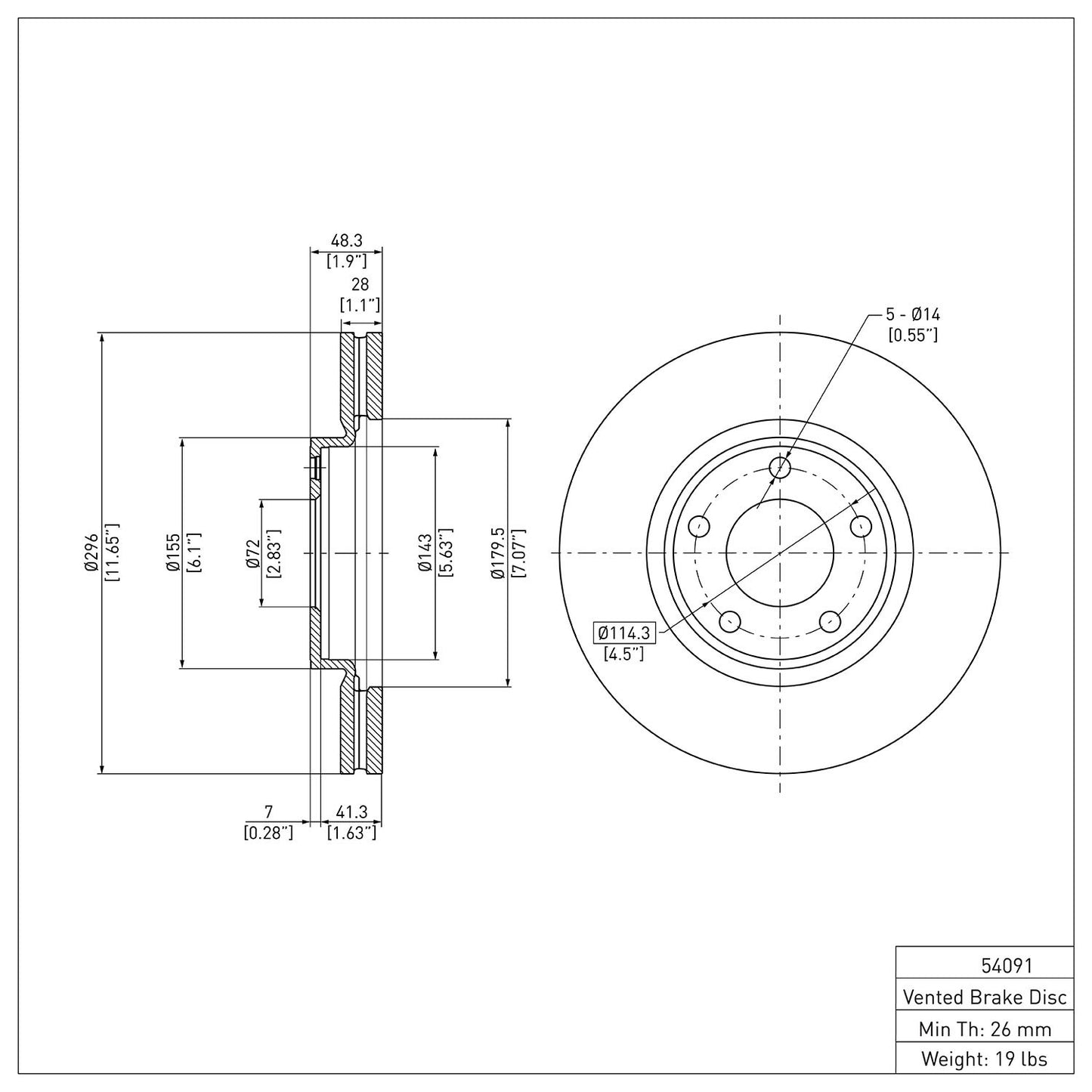 Dynamic Friction Company Disc Brake Rotor 600-54091