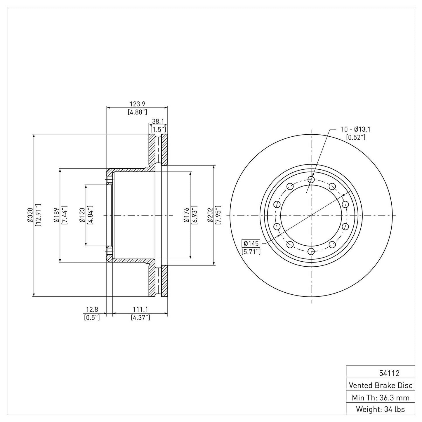 Dynamic Friction Company Disc Brake Rotor 600-54112