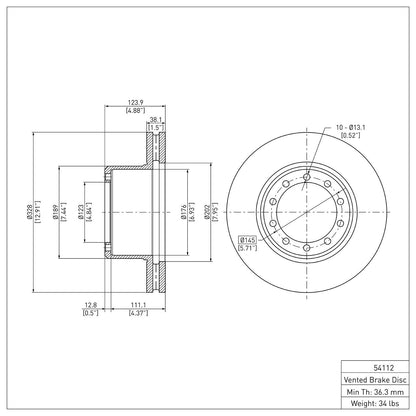 Dynamic Friction Company Disc Brake Rotor 600-54112
