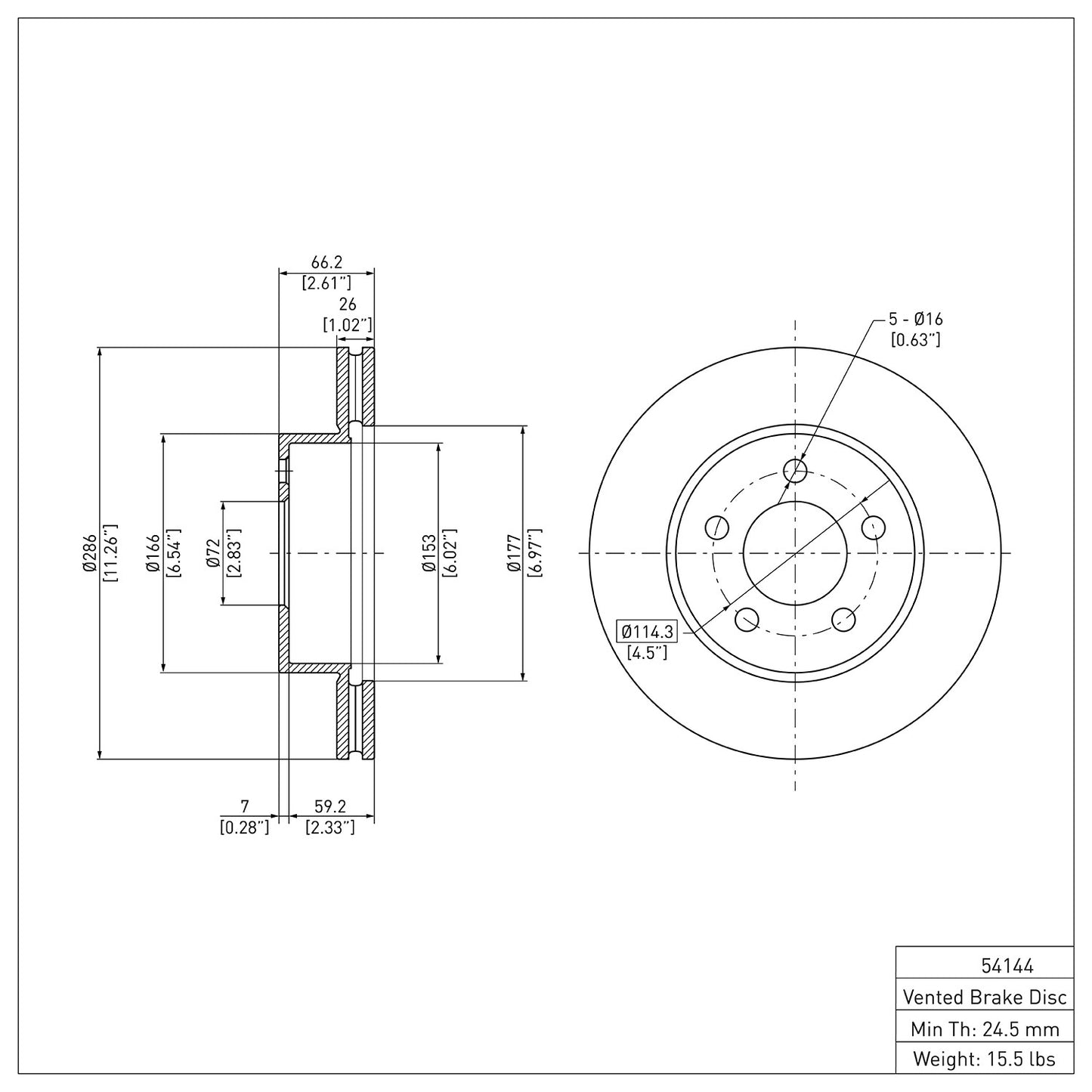 Dynamic Friction Company Disc Brake Rotor 600-54144
