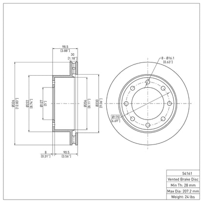 Dynamic Friction Company Disc Brake Rotor 600-54161