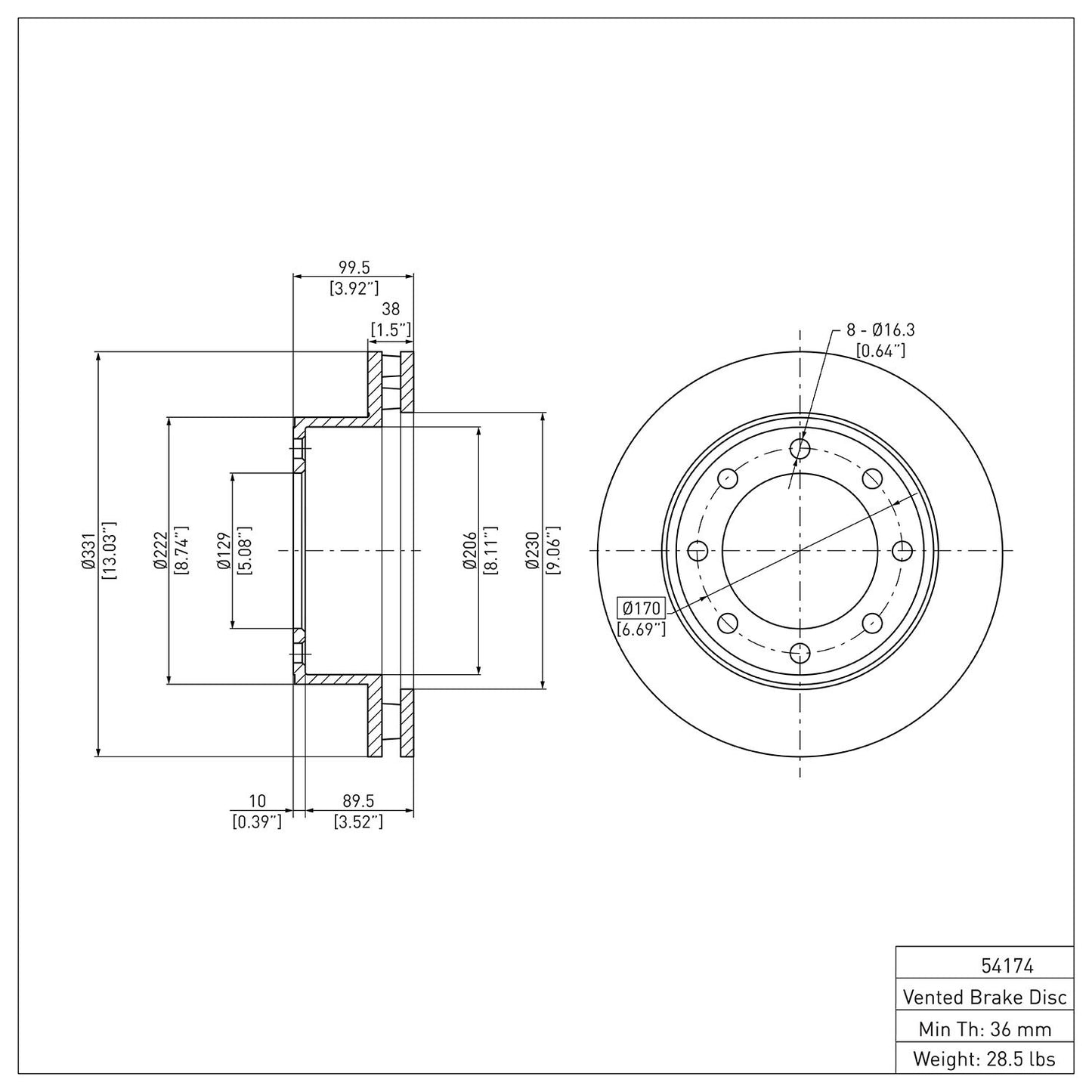 Dynamic Friction Company Disc Brake Rotor 600-54174