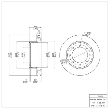 Dynamic Friction Company Disc Brake Rotor 600-54174