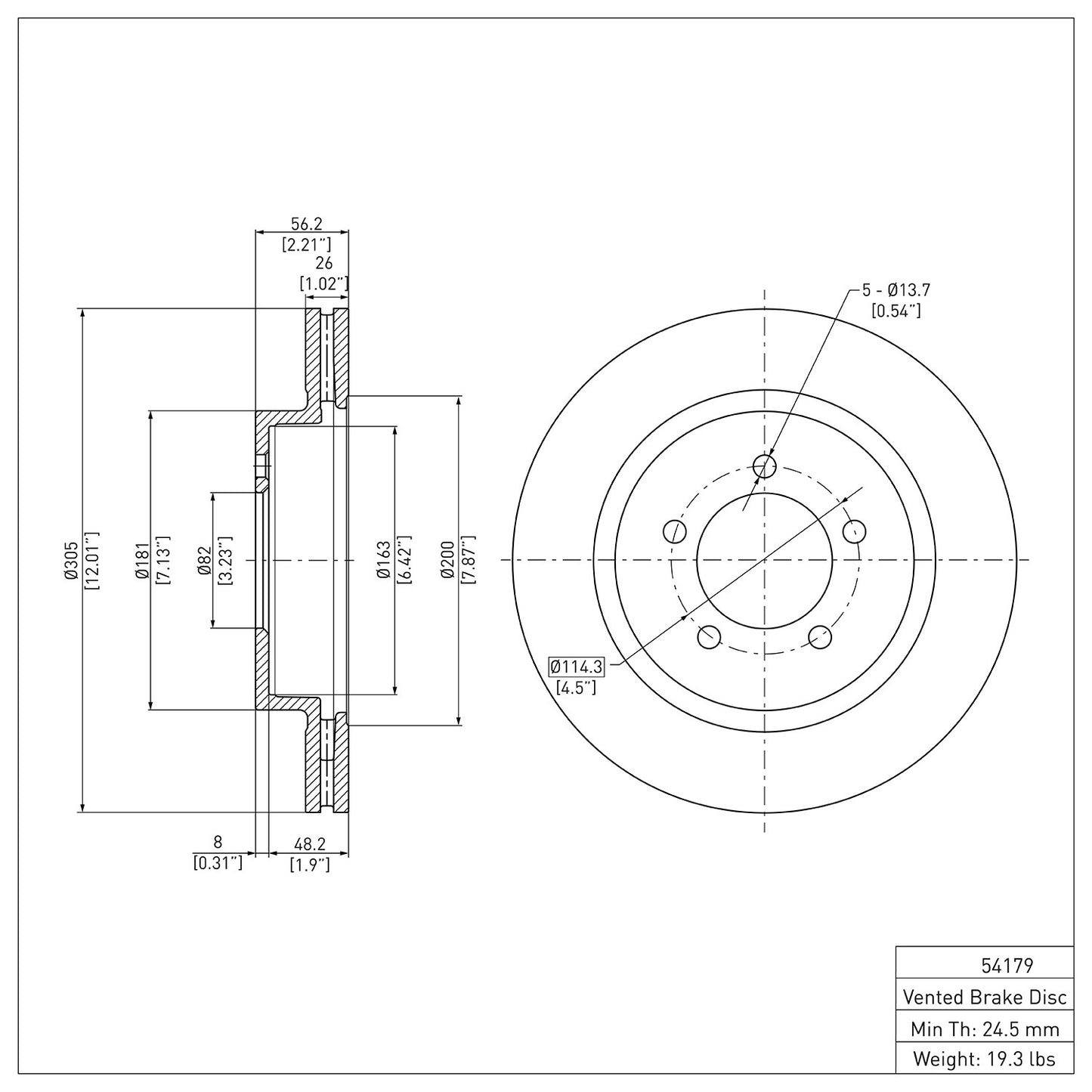 Dynamic Friction Company Disc Brake Rotor 600-54179