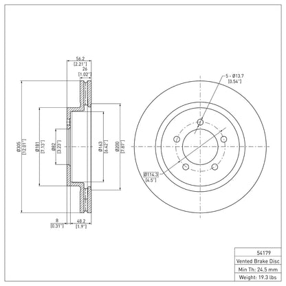 Dynamic Friction Company Disc Brake Rotor 600-54179