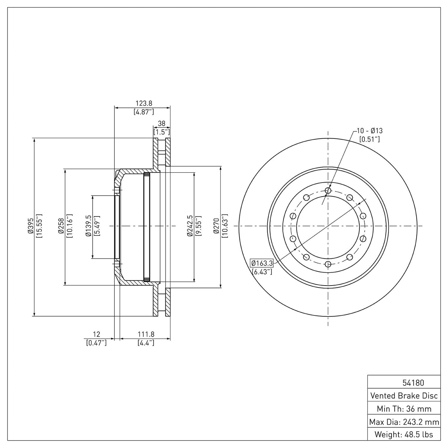 Dynamic Friction Company Disc Brake Rotor 600-54180