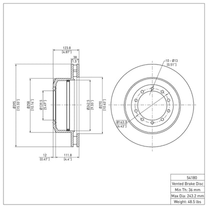 Dynamic Friction Company Disc Brake Rotor 600-54180