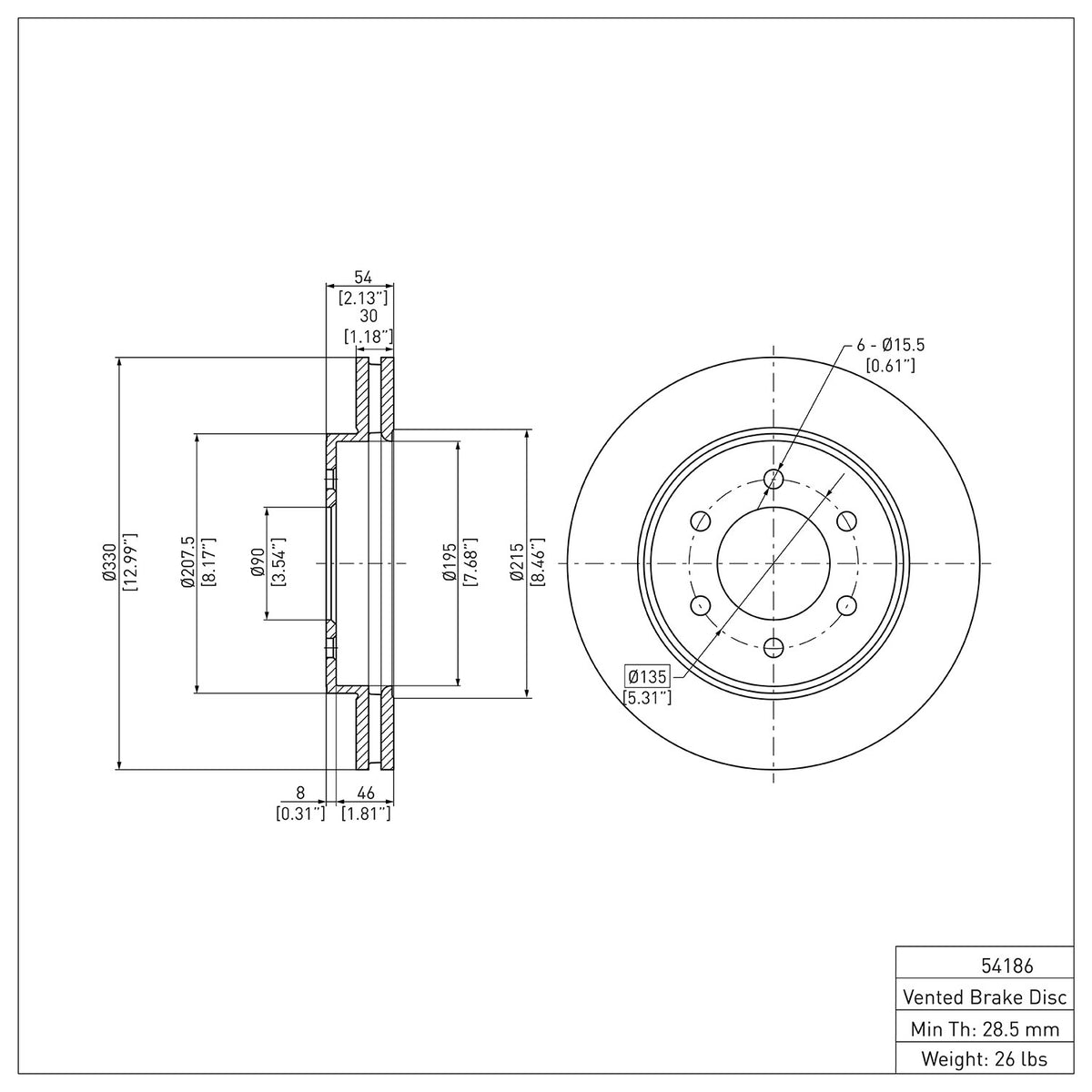 Dynamic Friction Company Disc Brake Rotor 600-54186