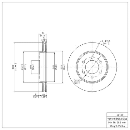 Dynamic Friction Company Disc Brake Rotor 600-54186