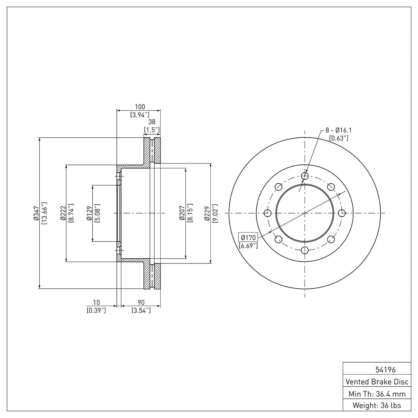 Dynamic Friction Company Disc Brake Rotor 600-54196