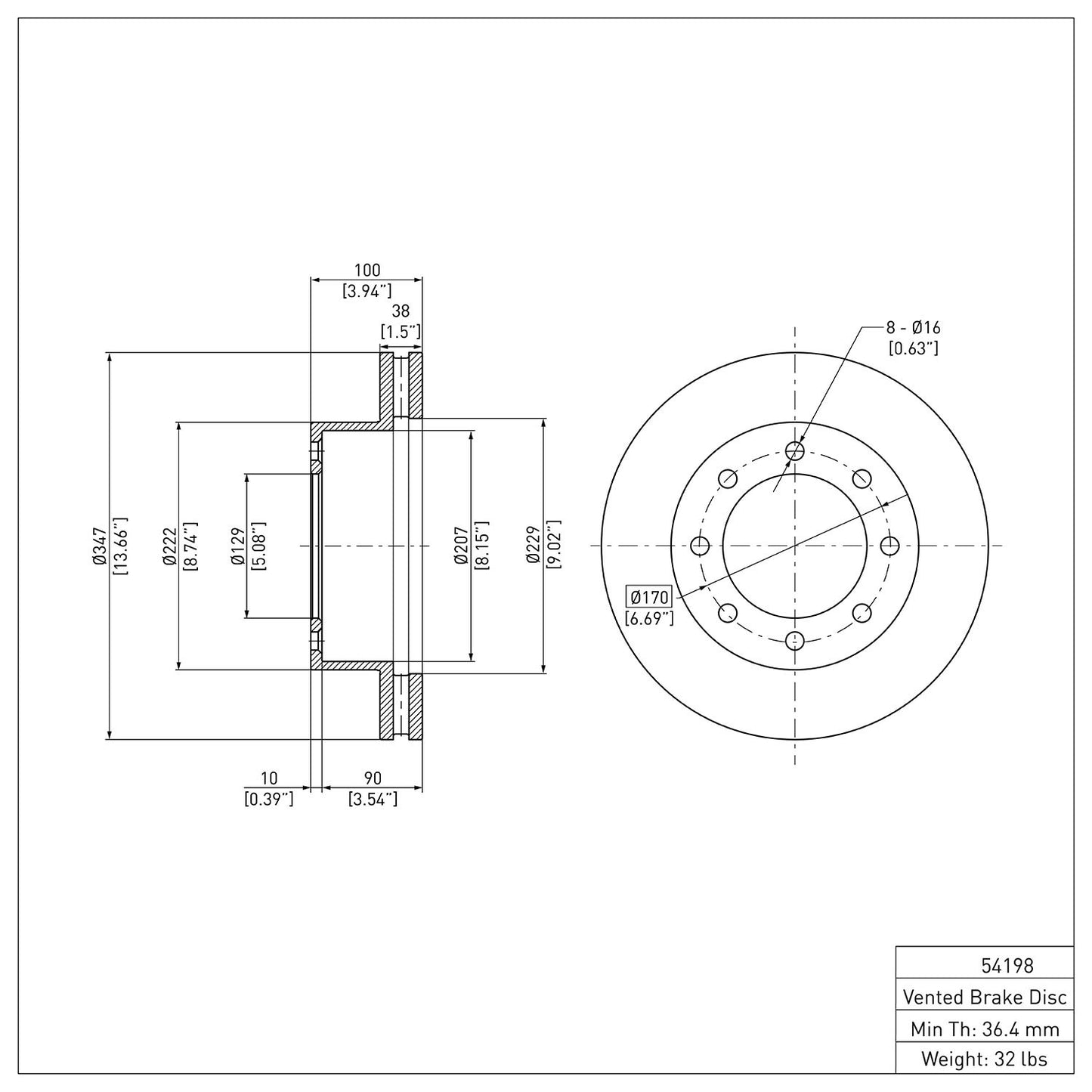 Dynamic Friction Company Disc Brake Rotor 600-54198