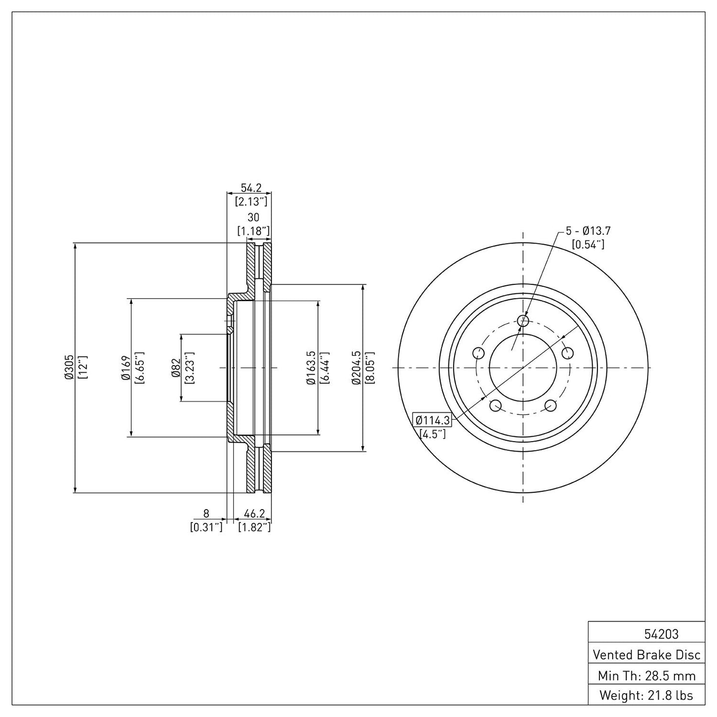 Dynamic Friction Company Disc Brake Rotor 600-54203