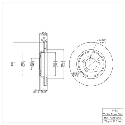 Dynamic Friction Company Disc Brake Rotor 600-54203