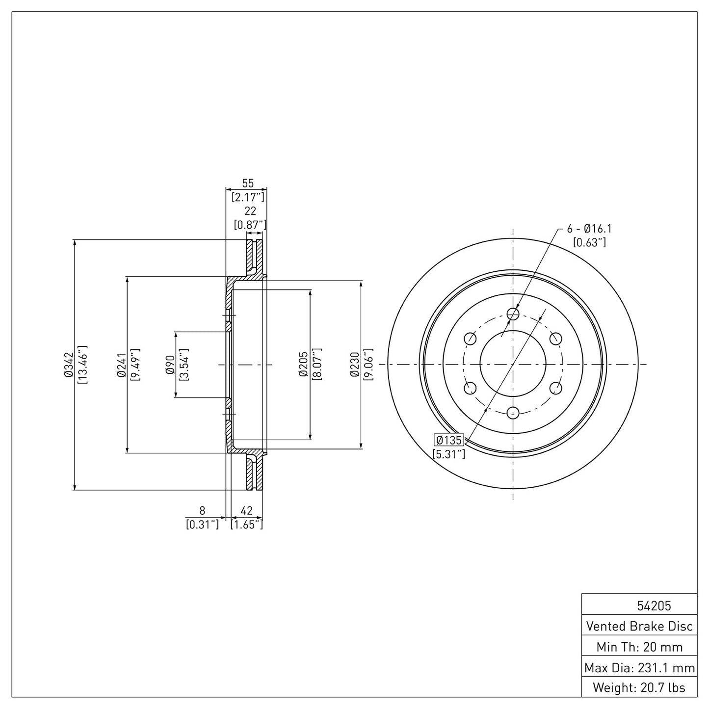 Dynamic Friction Company Disc Brake Rotor 600-54205