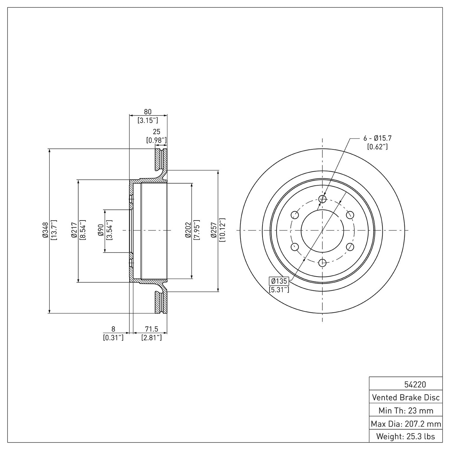 Dynamic Friction Company Disc Brake Rotor 600-54220
