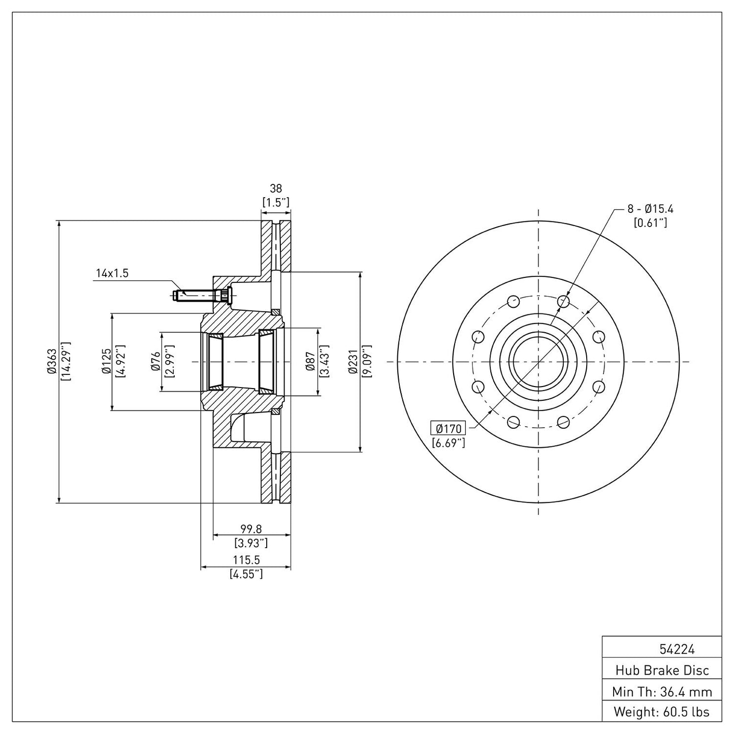Dynamic Friction Company Disc Brake Rotor 600-54224