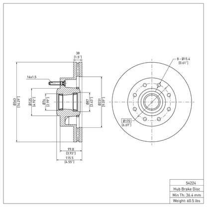Dynamic Friction Company Disc Brake Rotor 600-54224