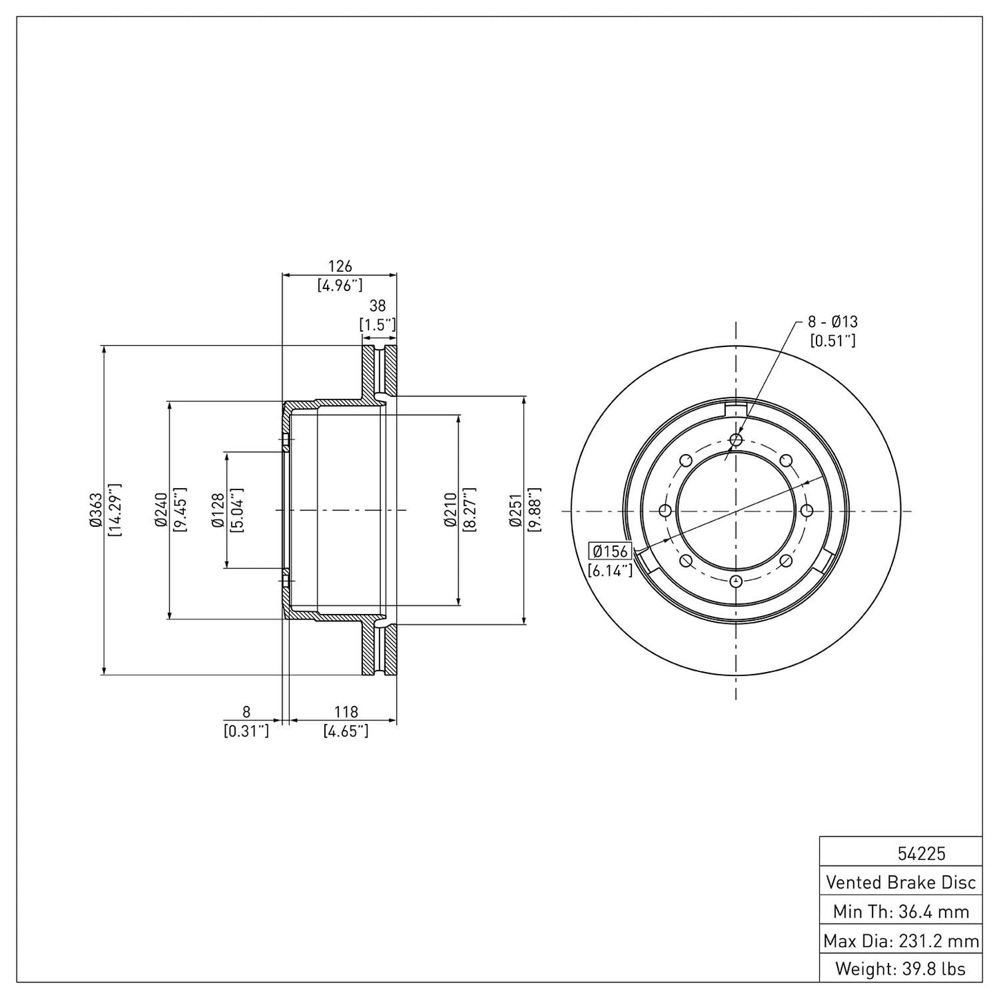 Dynamic Friction Company Disc Brake Rotor 600-54225