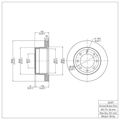 Dynamic Friction Company Disc Brake Rotor 600-54227