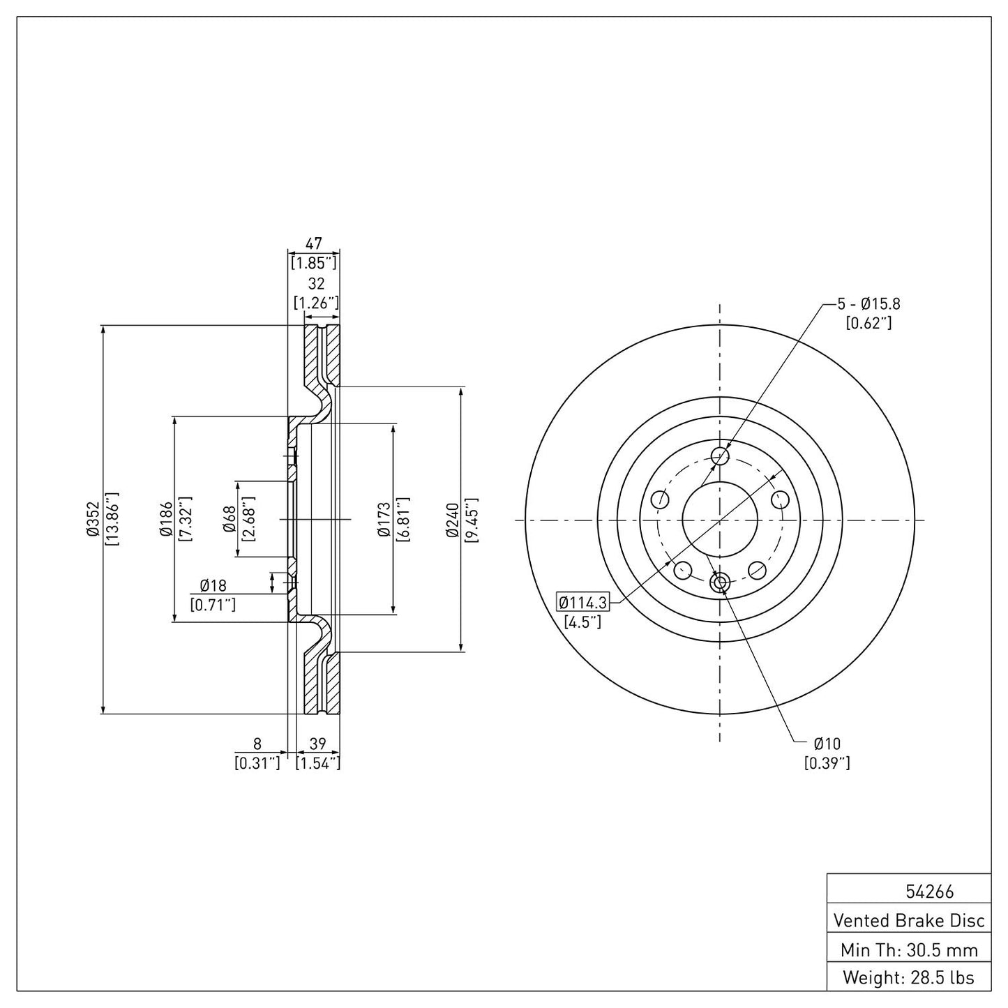 Dynamic Friction Company Disc Brake Rotor 600-54266