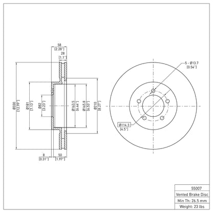Dynamic Friction Company Disc Brake Rotor 600-55007