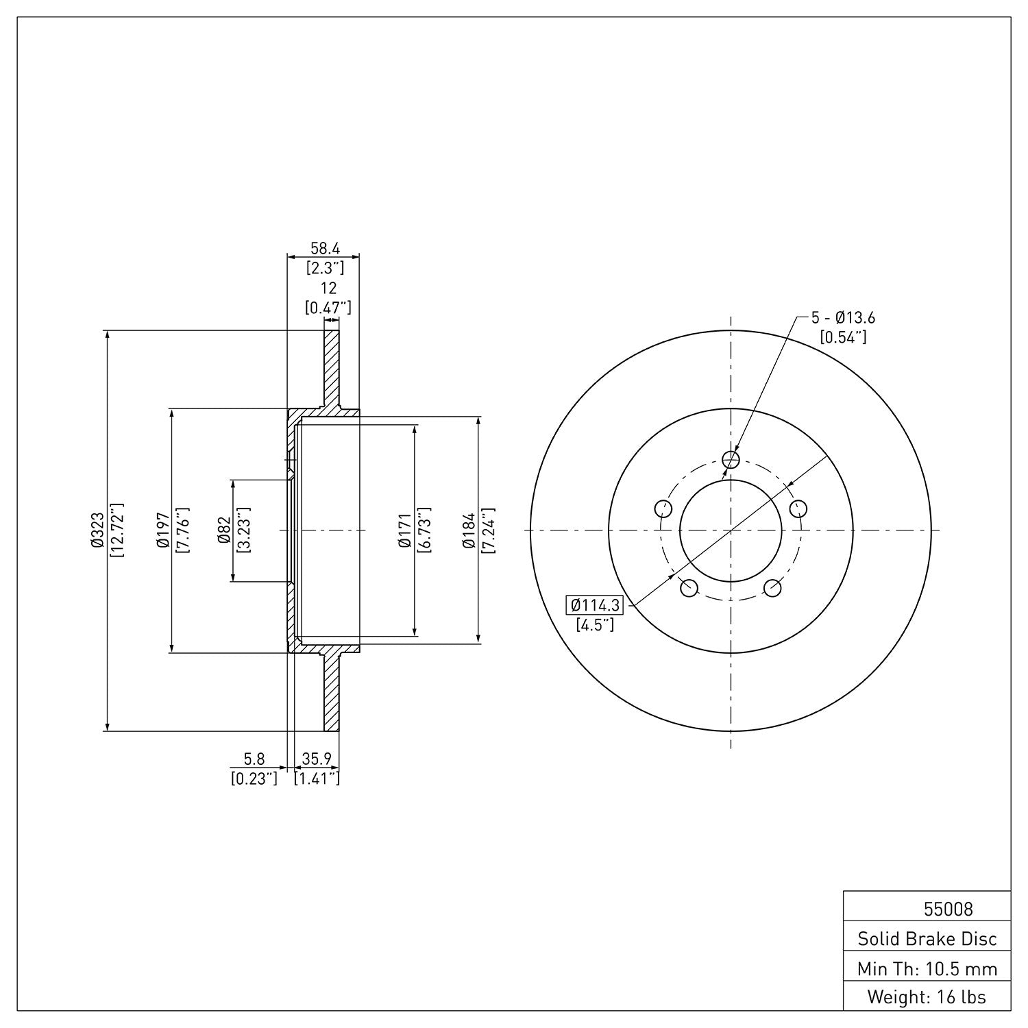 Dynamic Friction Company Disc Brake Rotor 600-55008