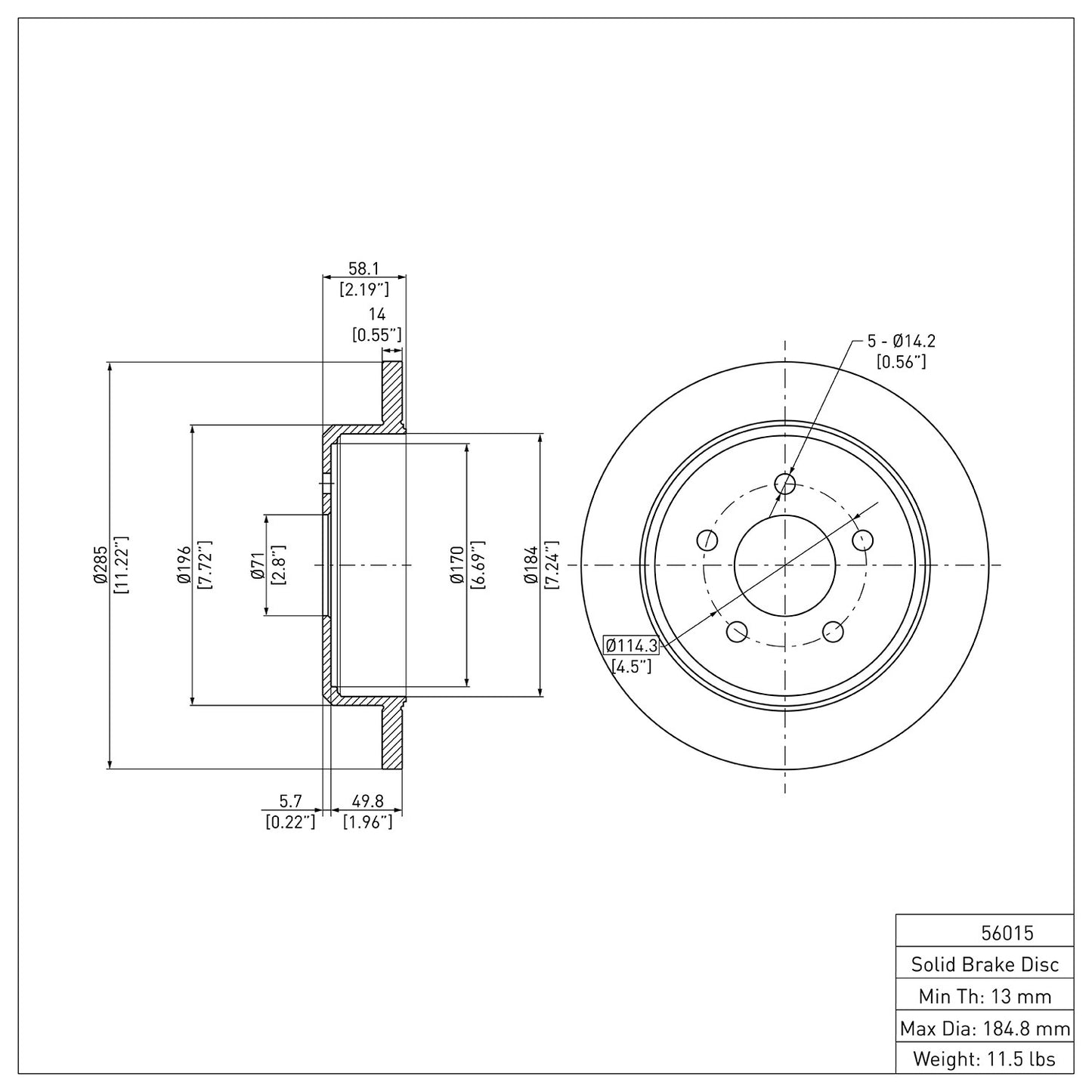 Dynamic Friction Company Disc Brake Rotor 600-56015