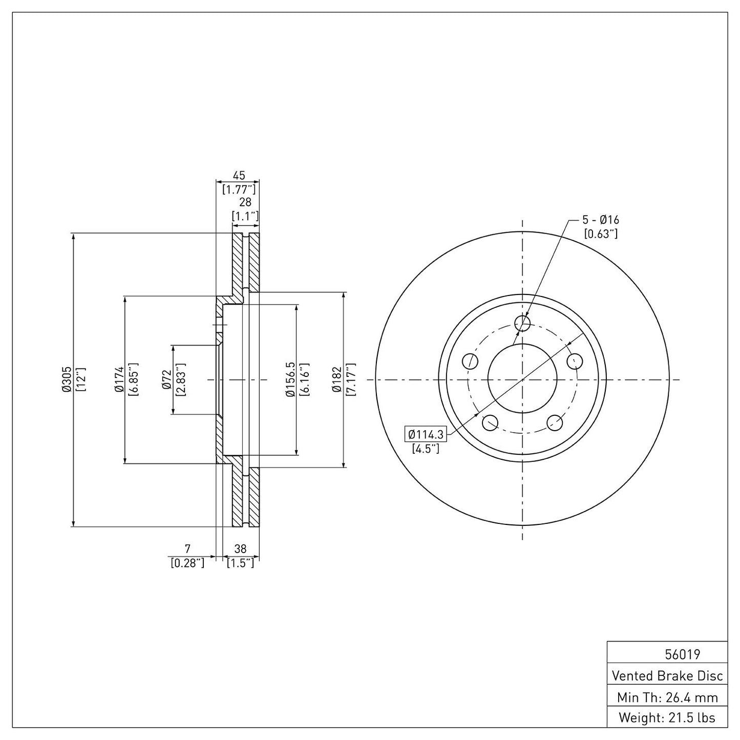 Dynamic Friction Company Disc Brake Rotor 600-56019