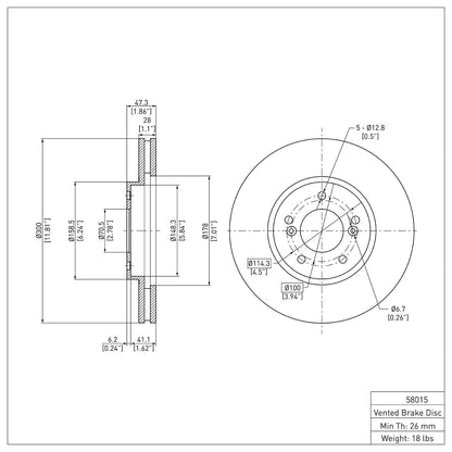 Dynamic Friction Company Disc Brake Rotor 600-58015