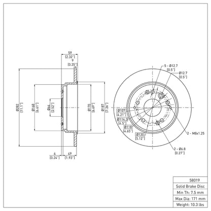 Dynamic Friction Company Disc Brake Rotor 600-58019
