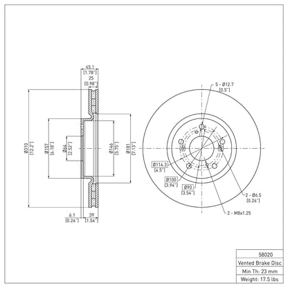 Dynamic Friction Company Disc Brake Rotor 600-58020