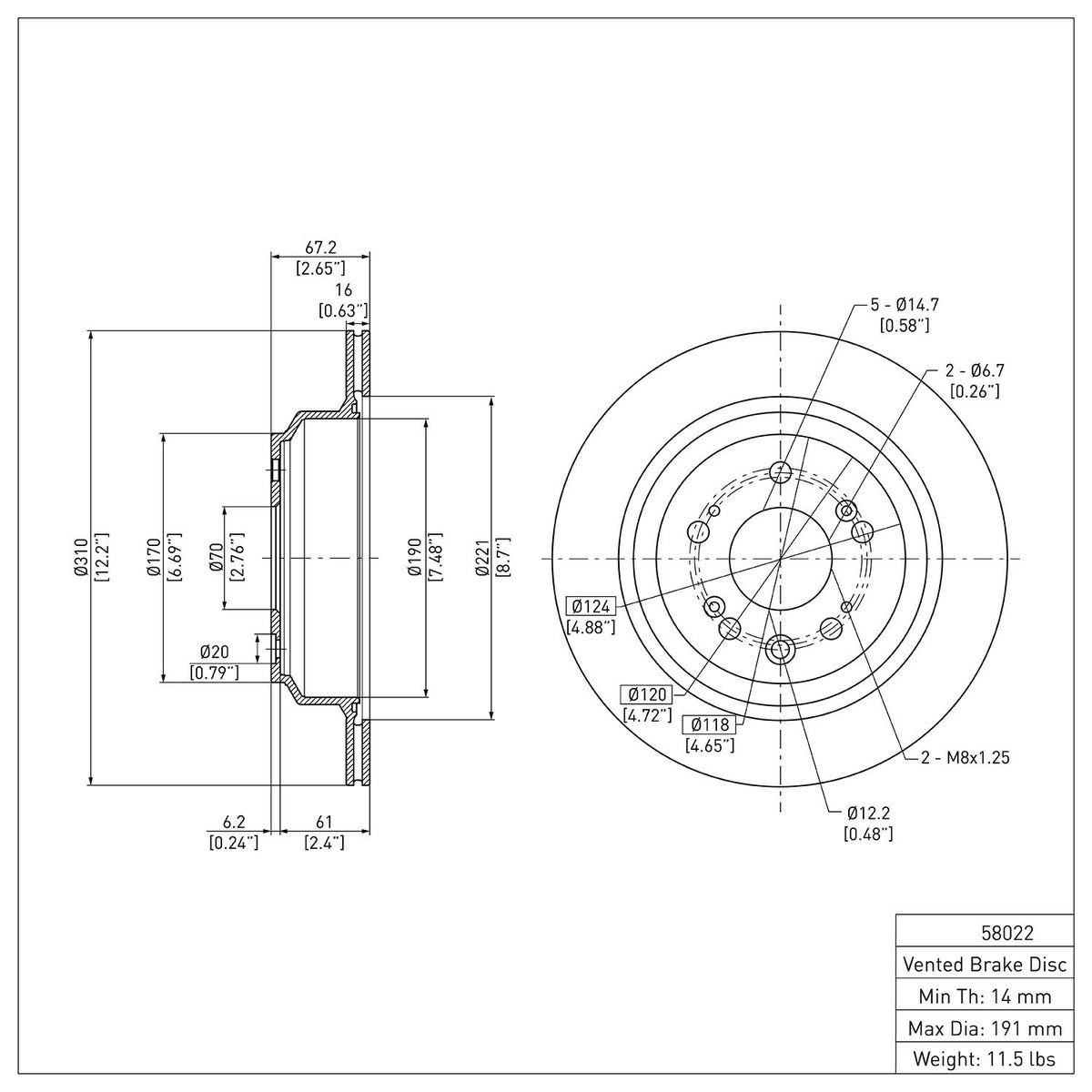 Dynamic Friction Company Disc Brake Rotor 600-58022
