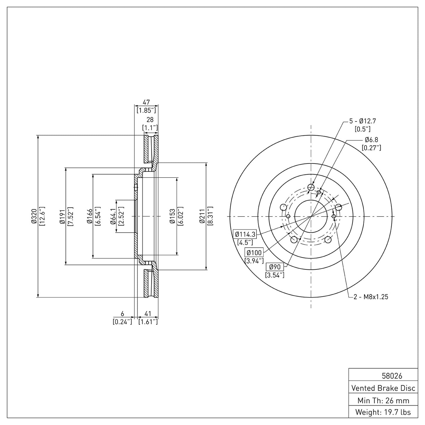 Dynamic Friction Company Disc Brake Rotor 600-58026