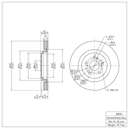 Dynamic Friction Company Disc Brake Rotor 600-58026
