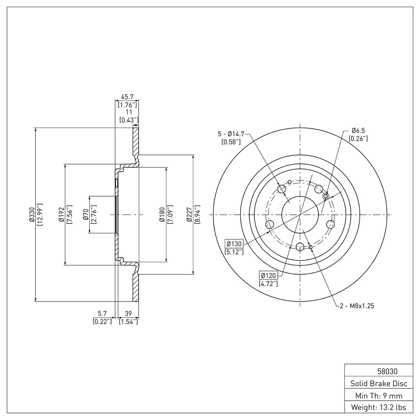 Dynamic Friction Company Disc Brake Rotor 600-58030