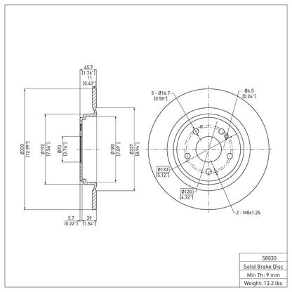 Dynamic Friction Company Disc Brake Rotor 600-58030