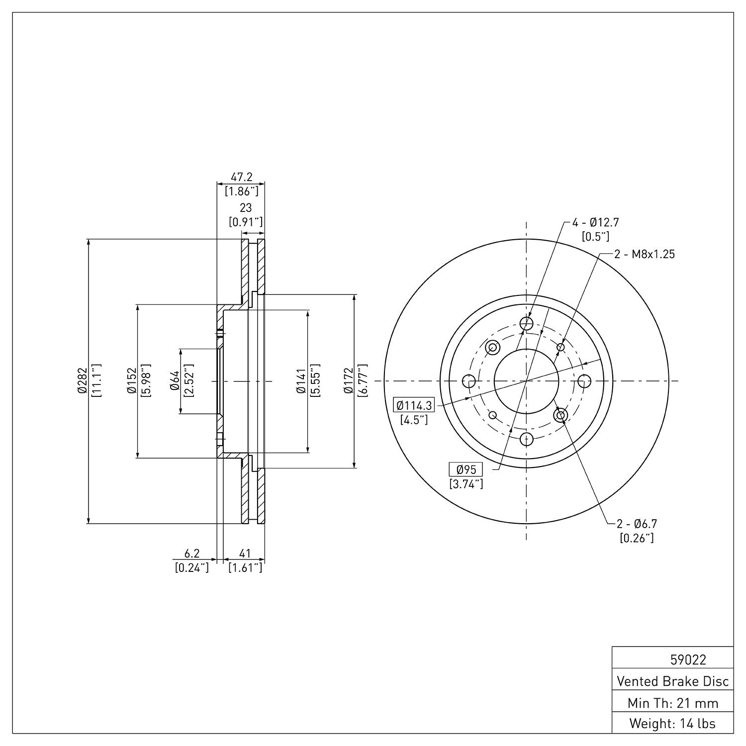 Dynamic Friction Company Disc Brake Rotor 600-59022