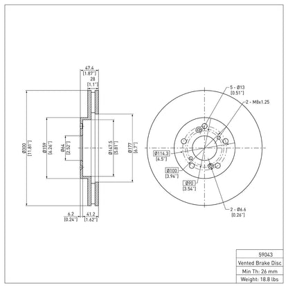Dynamic Friction Company Disc Brake Rotor 600-59043