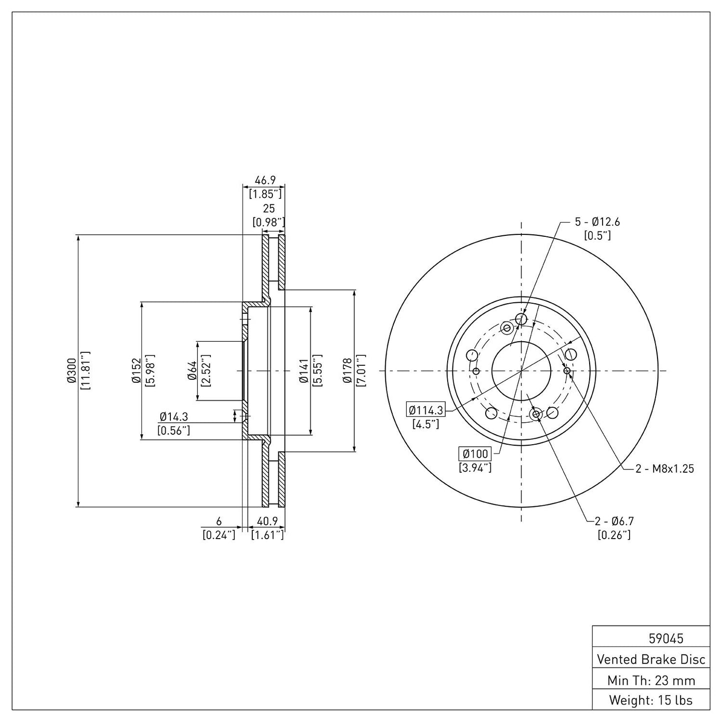 Dynamic Friction Company Disc Brake Rotor 600-59045