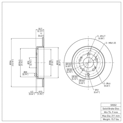 Dynamic Friction Company Disc Brake Rotor 600-59052