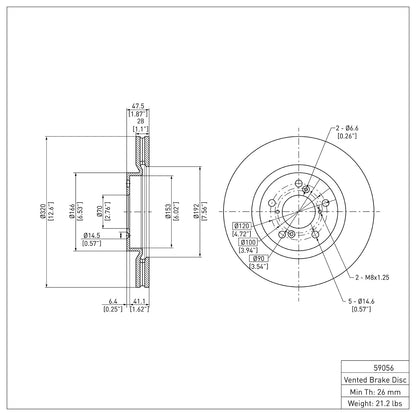 Dynamic Friction Company Disc Brake Rotor 600-59056