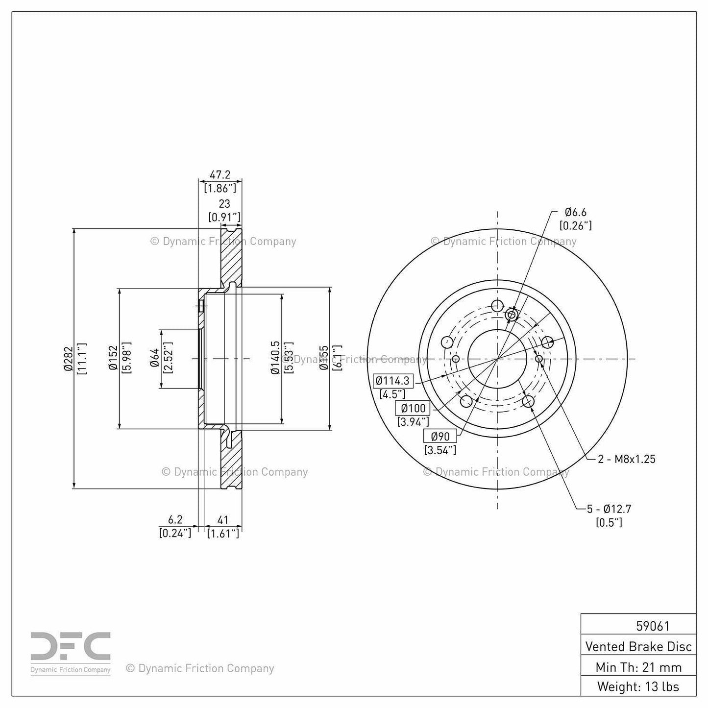 Dynamic Friction Company Disc Brake Rotor 600-59061