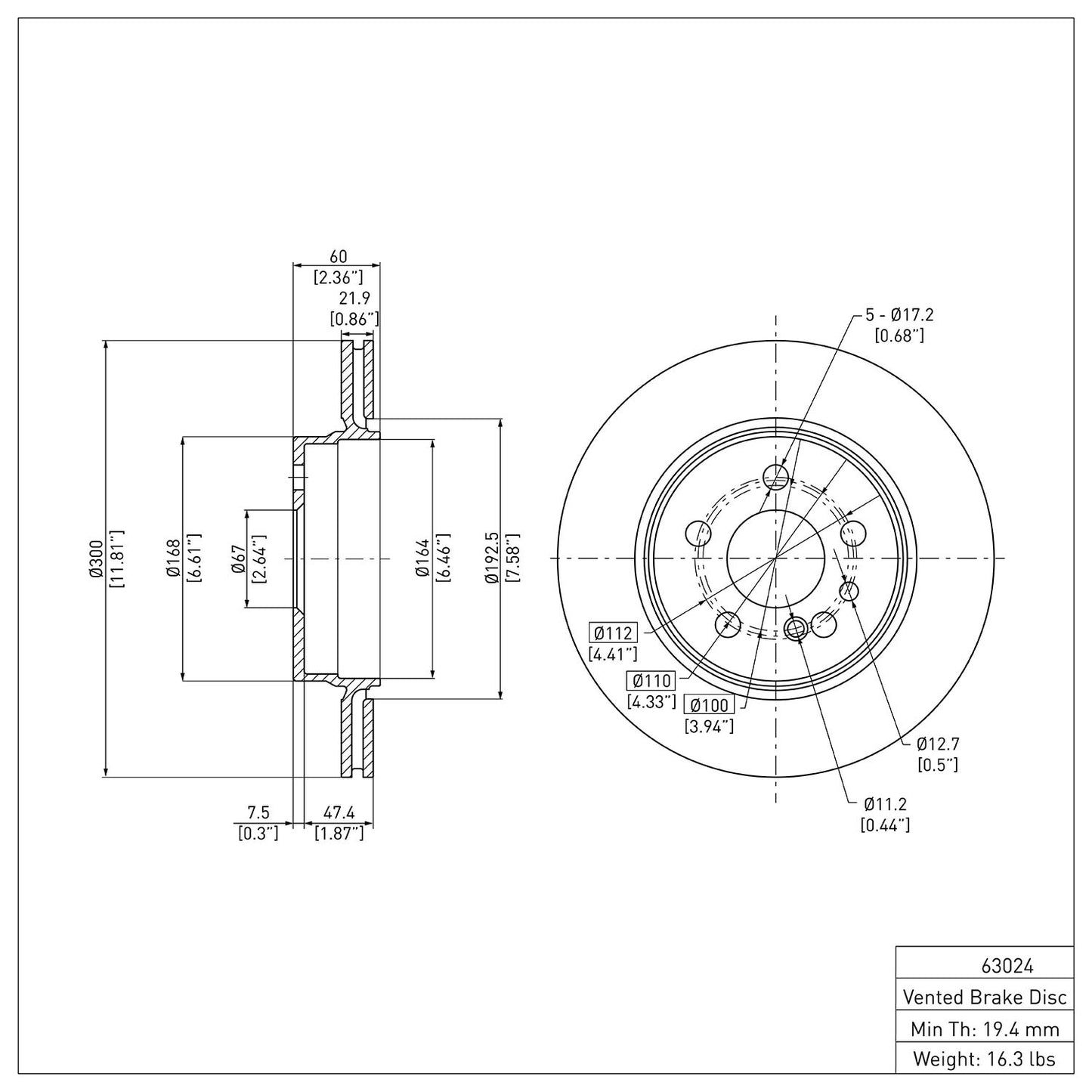 Dynamic Friction Company Disc Brake Rotor 600-63024
