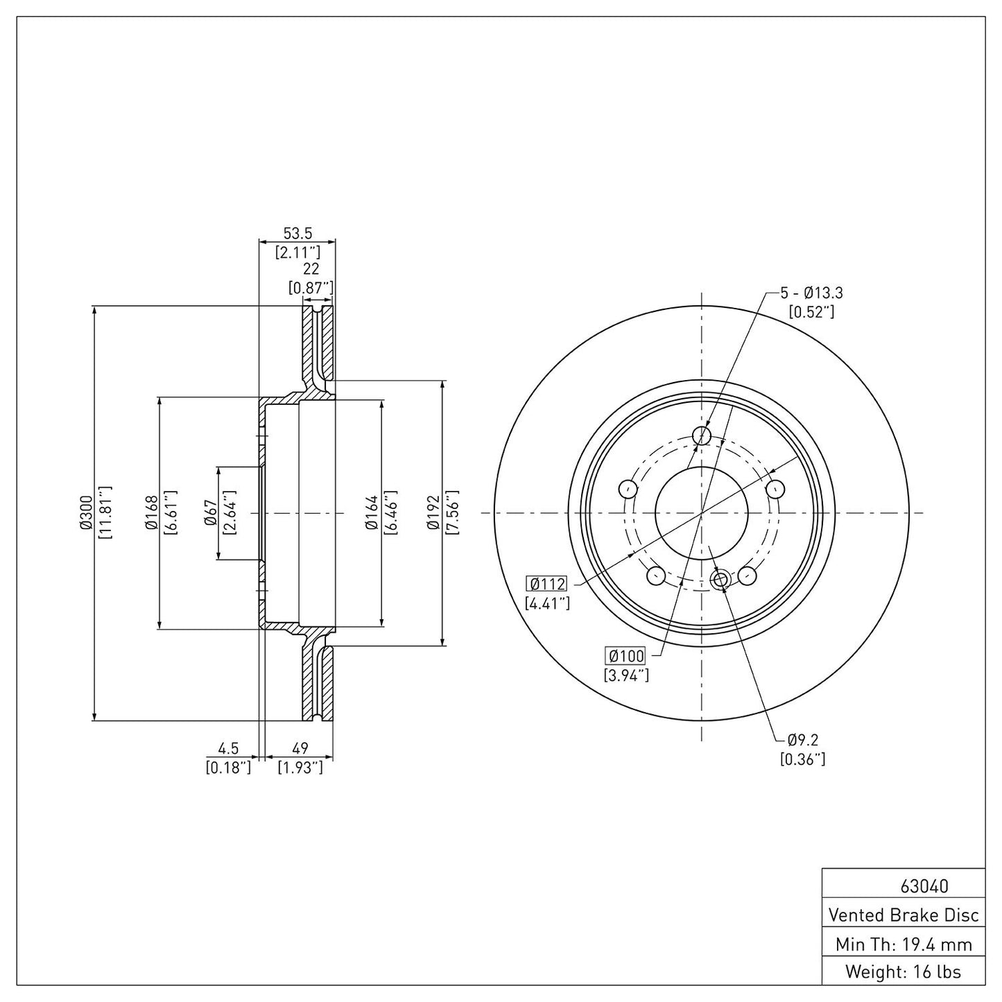 Dynamic Friction Company Disc Brake Rotor 600-63040