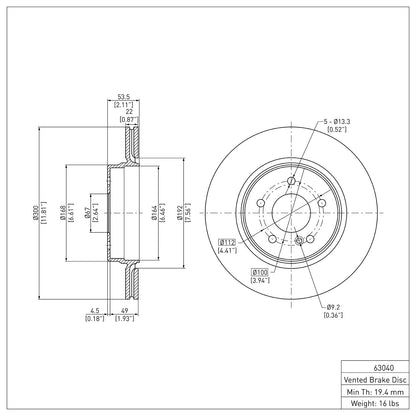 Dynamic Friction Company Disc Brake Rotor 600-63040