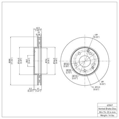 Dynamic Friction Company Disc Brake Rotor 600-63047