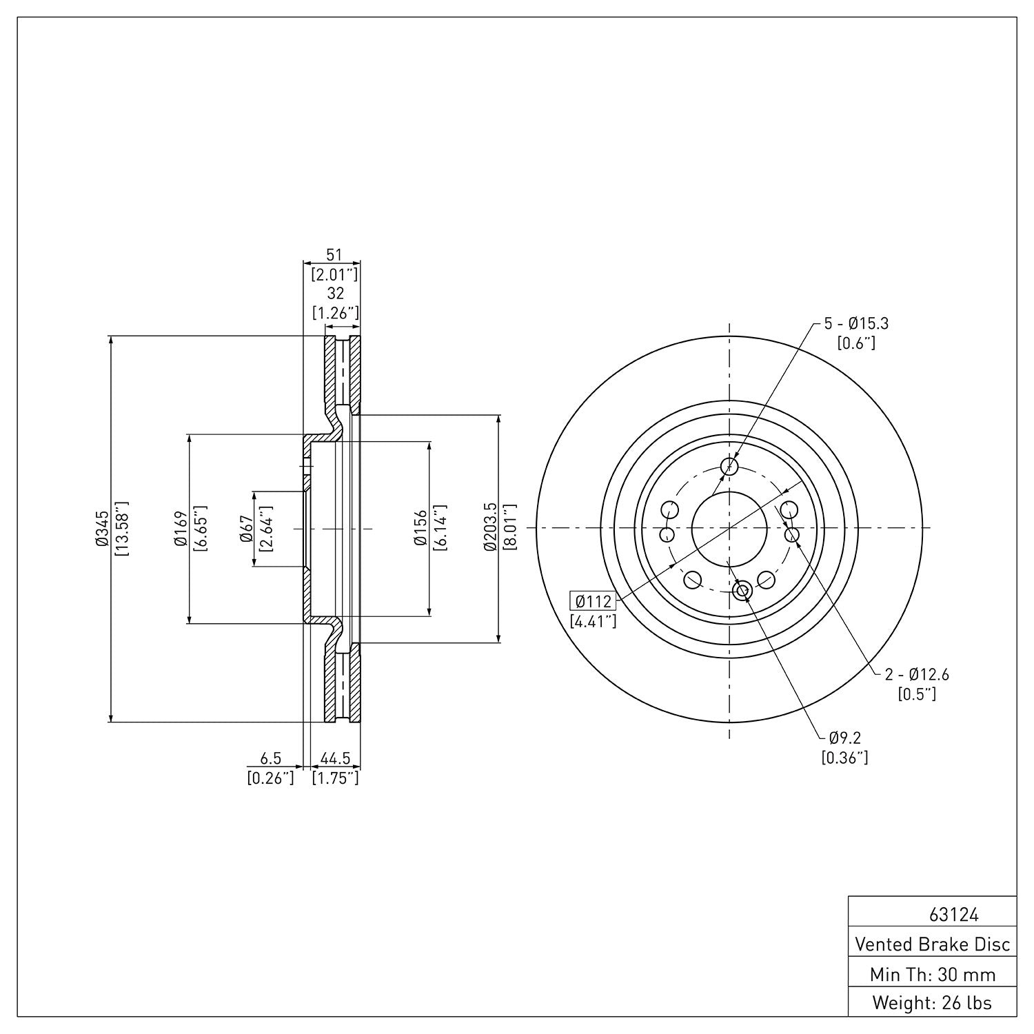 Dynamic Friction Company Disc Brake Rotor 600-63124