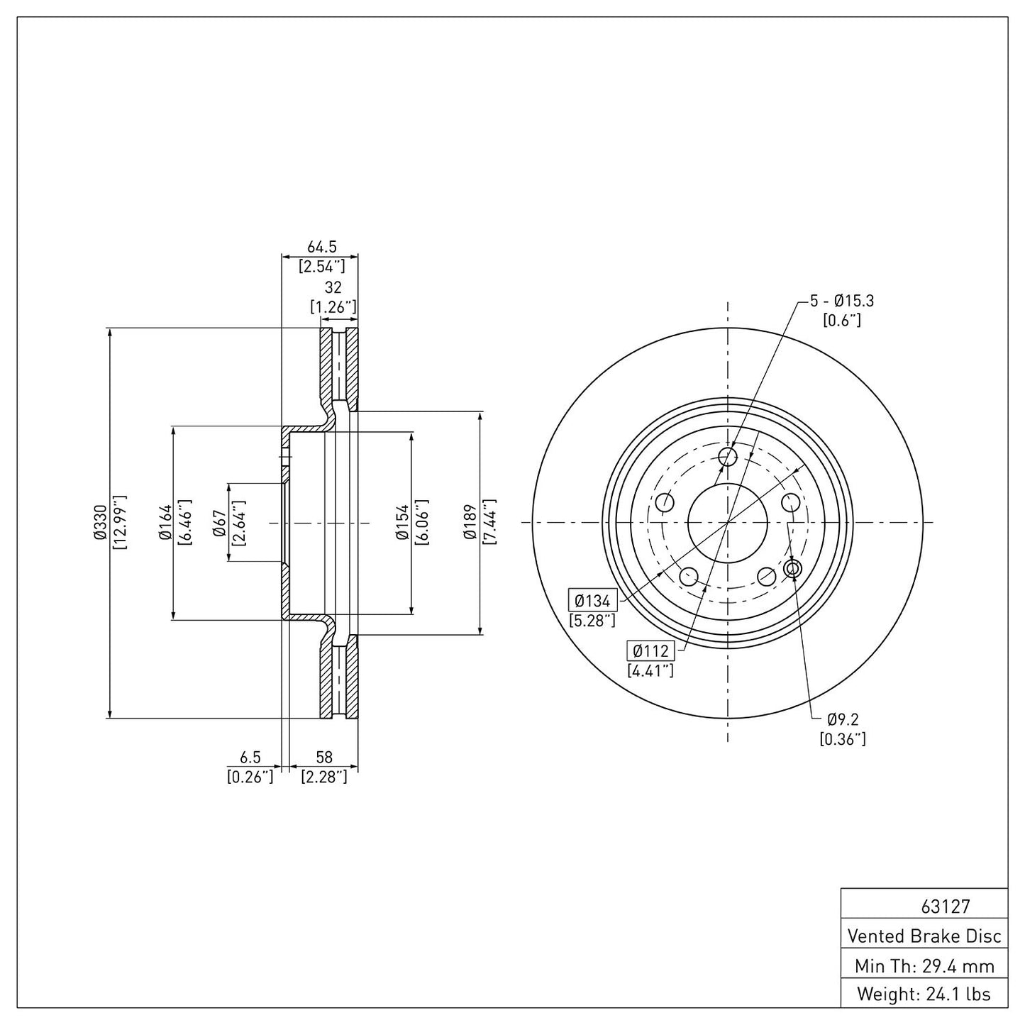 Dynamic Friction Company Disc Brake Rotor 600-63127