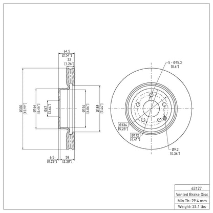 Dynamic Friction Company Disc Brake Rotor 600-63127